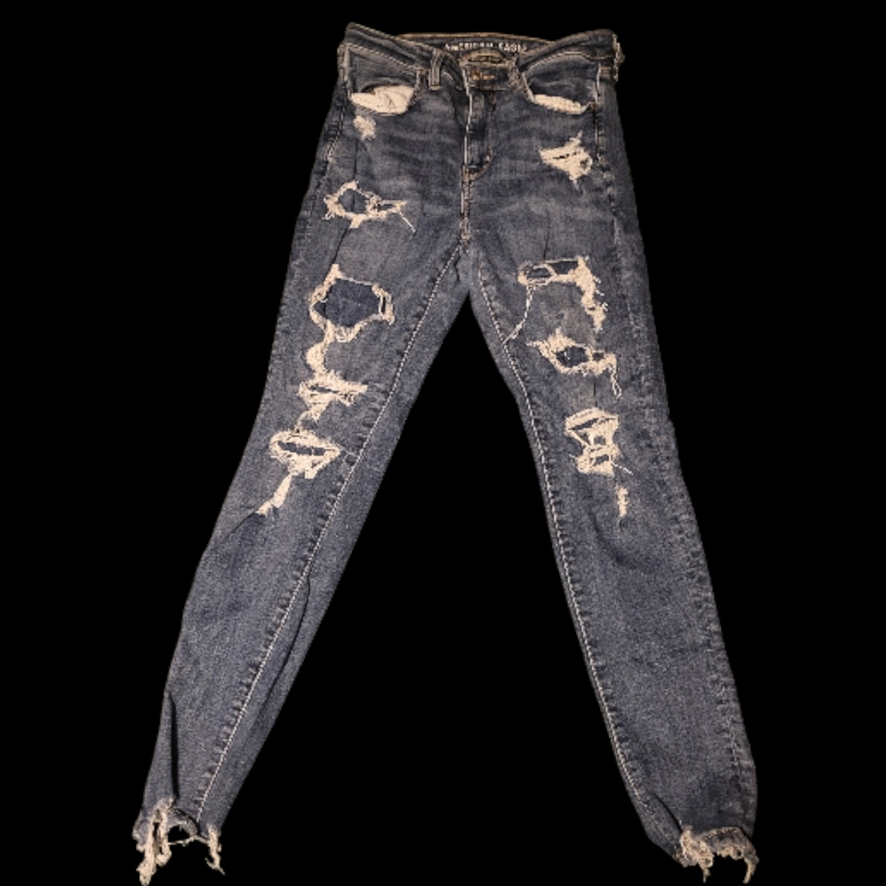 American Eagle Outfitters Ripped Blue Skinny Jeans